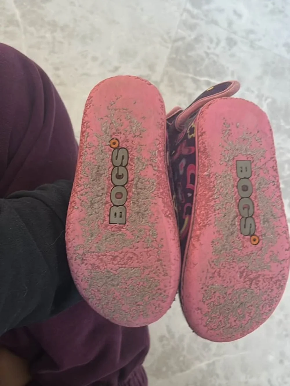 Bogs Kids Purple Pink Heartprint Pull-On Boots